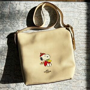 Coach x Peanuts Val Duffle Shoulder Bag Beige